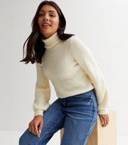 New Look Cream Chunky Knit Roll Neck Crop Jumper